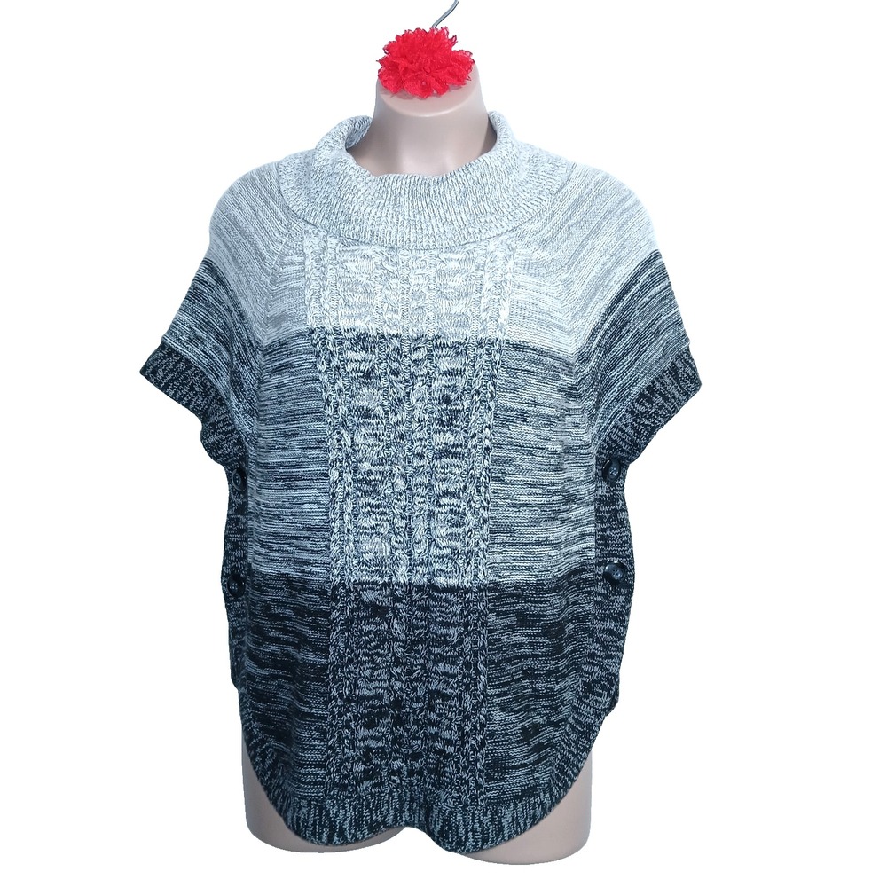 Old Navy Maternity Women Ombre Cable Knit Poncho Sweater Large Gray Black Cowl